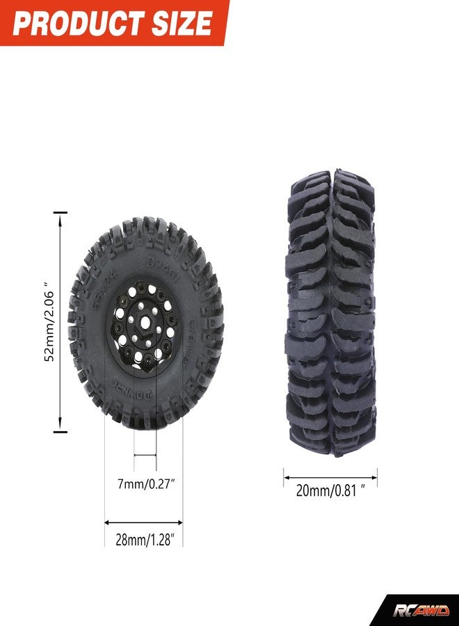 RCAWD 1.0 Glue Free Brass Weighted Wheels Tires for FMS FCX24 & SCX24 Upgrades, 53g*4pcs, 52 * 22mm, Hex 7mm Parts for Bronco C10 Deadbolt Wrangler JLU CRC JT Gladiator - Image 5
